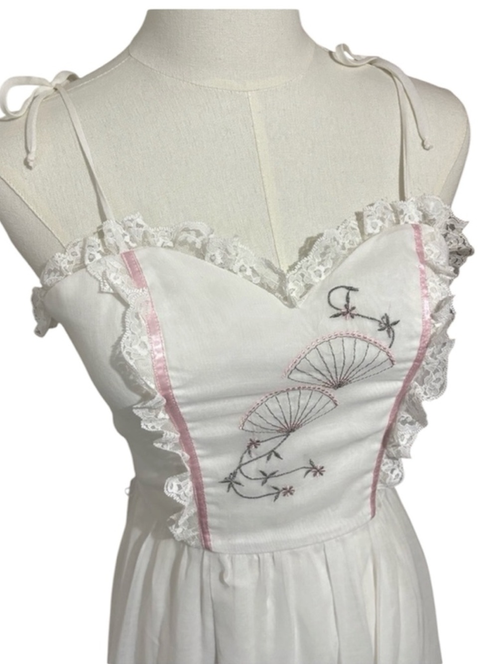 Candi Jones Vintage Prairie Maxi Dress Size 7 Lace Embroidered Cottagecore